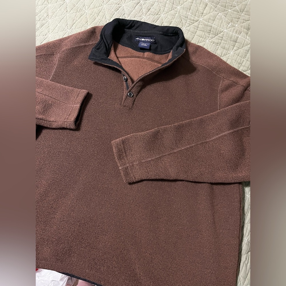 Exofficio Brown and Black Fleece Pullover size XL